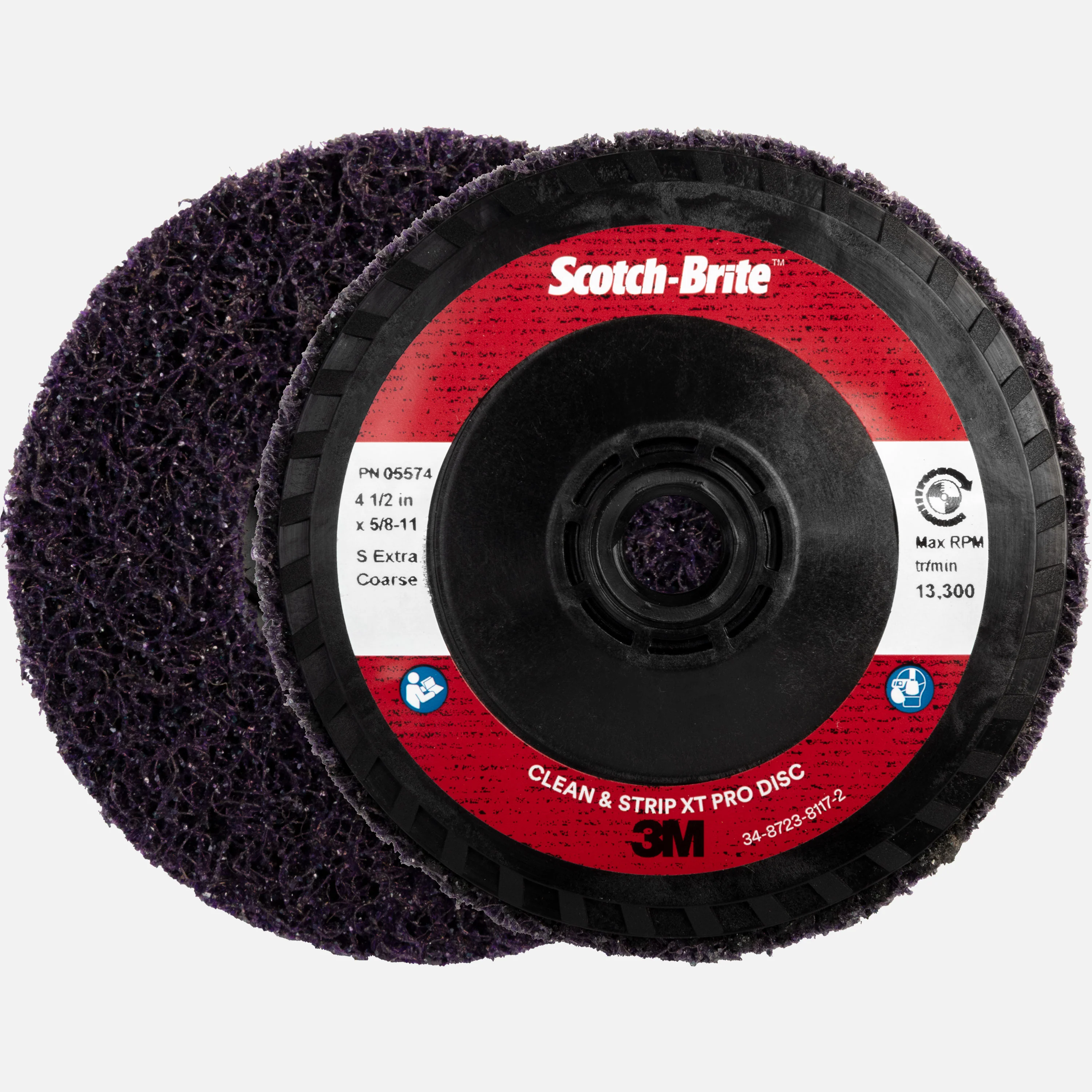 3M Scotch-Brite Scotch-Brite™ Clean and Strip XT Pro Disc, 4-1/2", 5/8"-11, Threaded, Extra Coarse, Silicon Carbide, Type 27, 05574/XO-DC (10-Pack)
