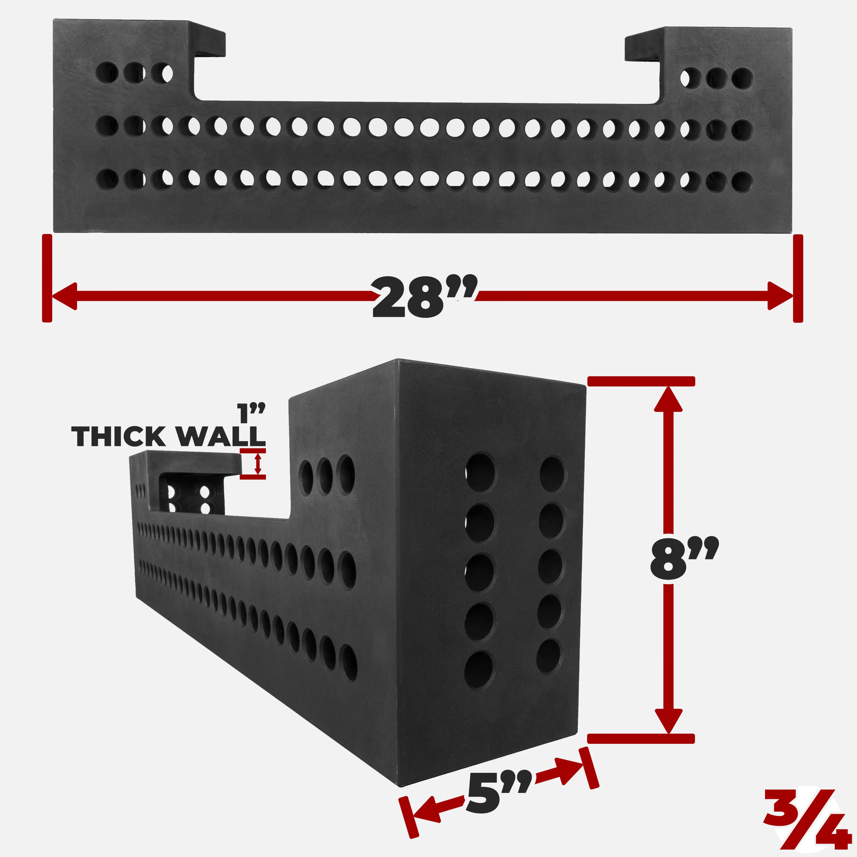 Cast Tower Block (28" x 5" x 8") - 3/4" System - Image 8