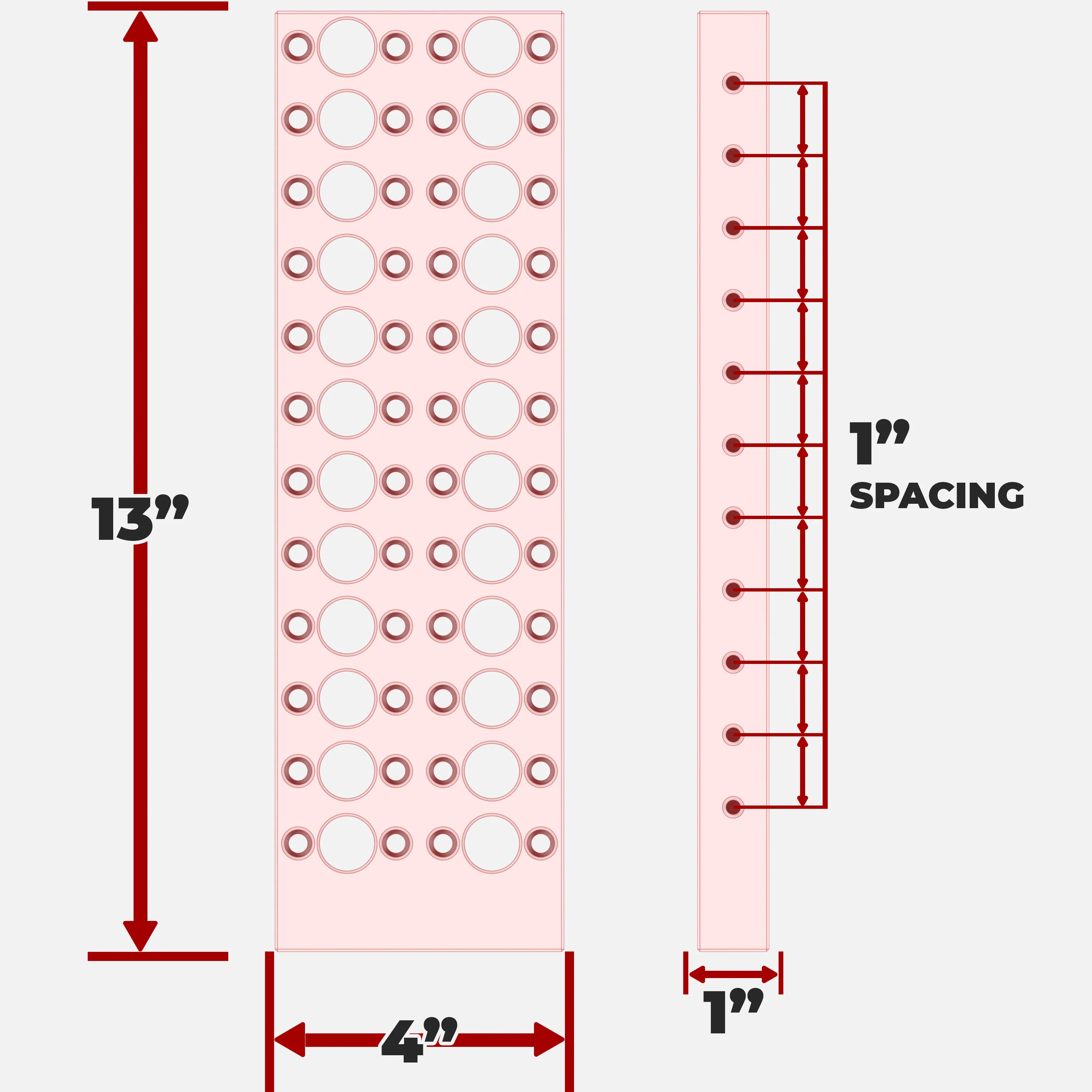 Double Row 13x4 Riser Block, 3/4" System - Image 2