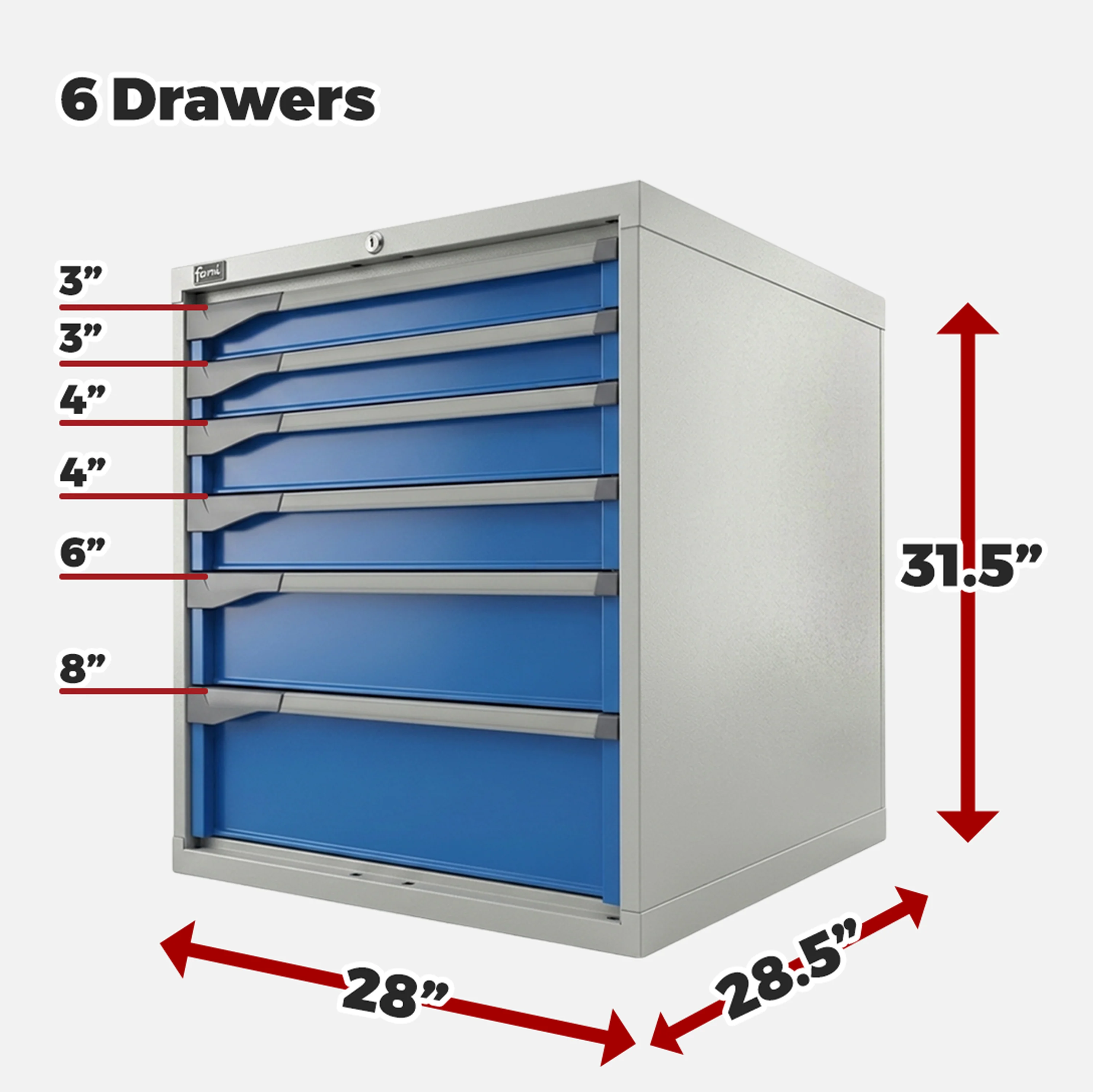 28" W x 28" D - Fami Modular Drawer Cabinet w/Lock - Blue/Gray - Image 12
